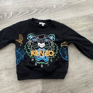 Kenzo Kids Black Sweatshirt with Colorful Tiger Design